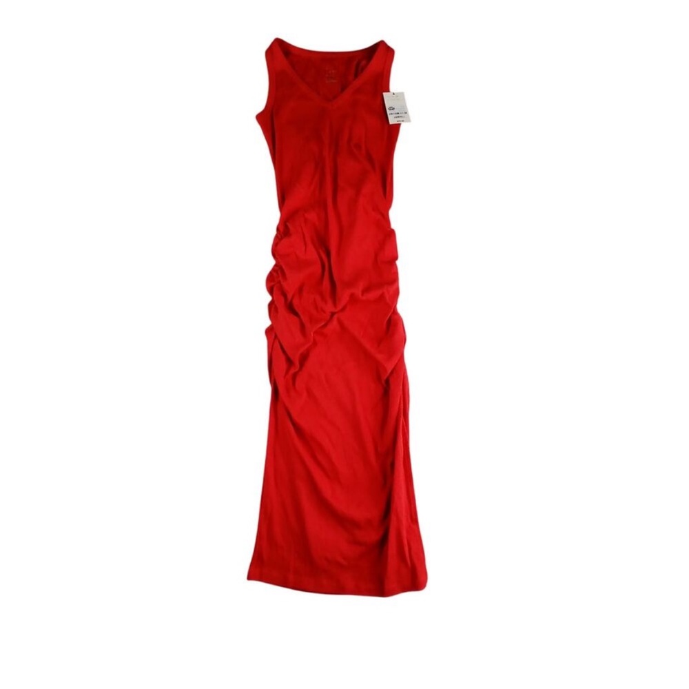 Red Sleeveless V-Neck Maxi Dress